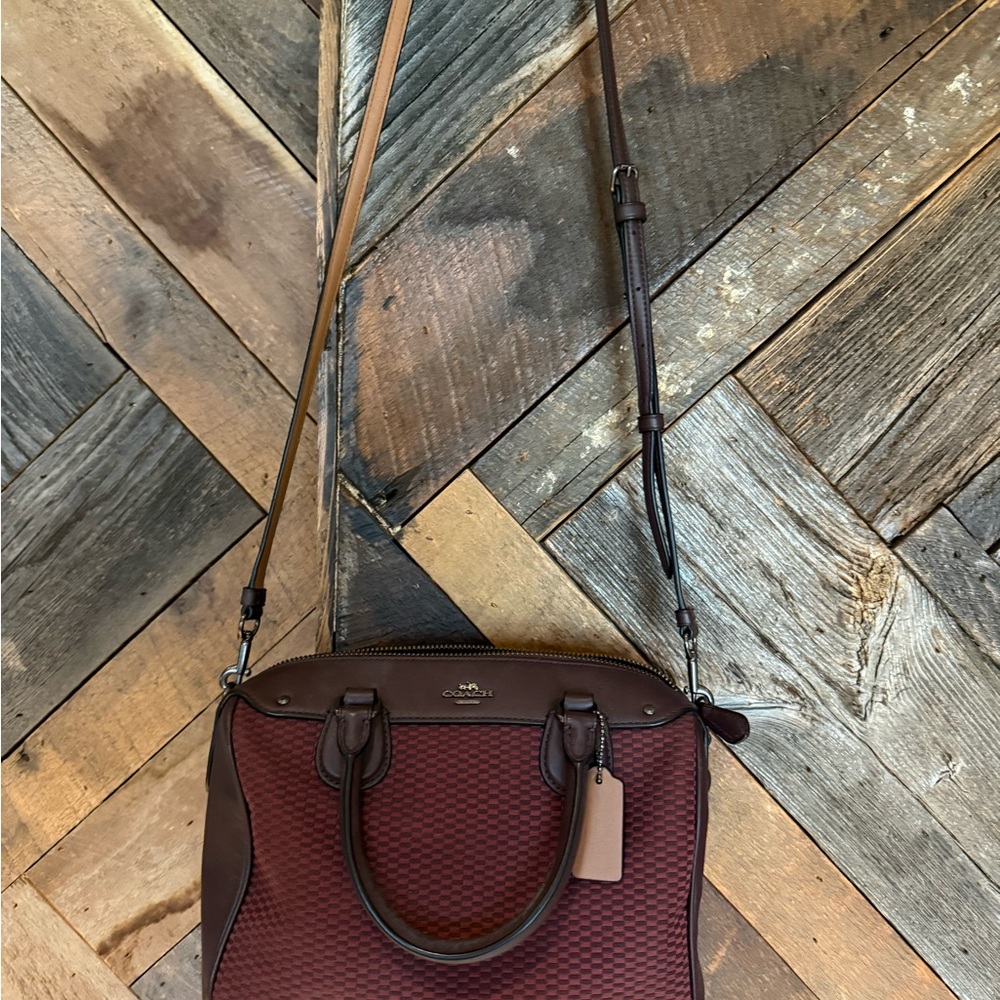 Coach Burgundy and Brown Satchel Crossbody